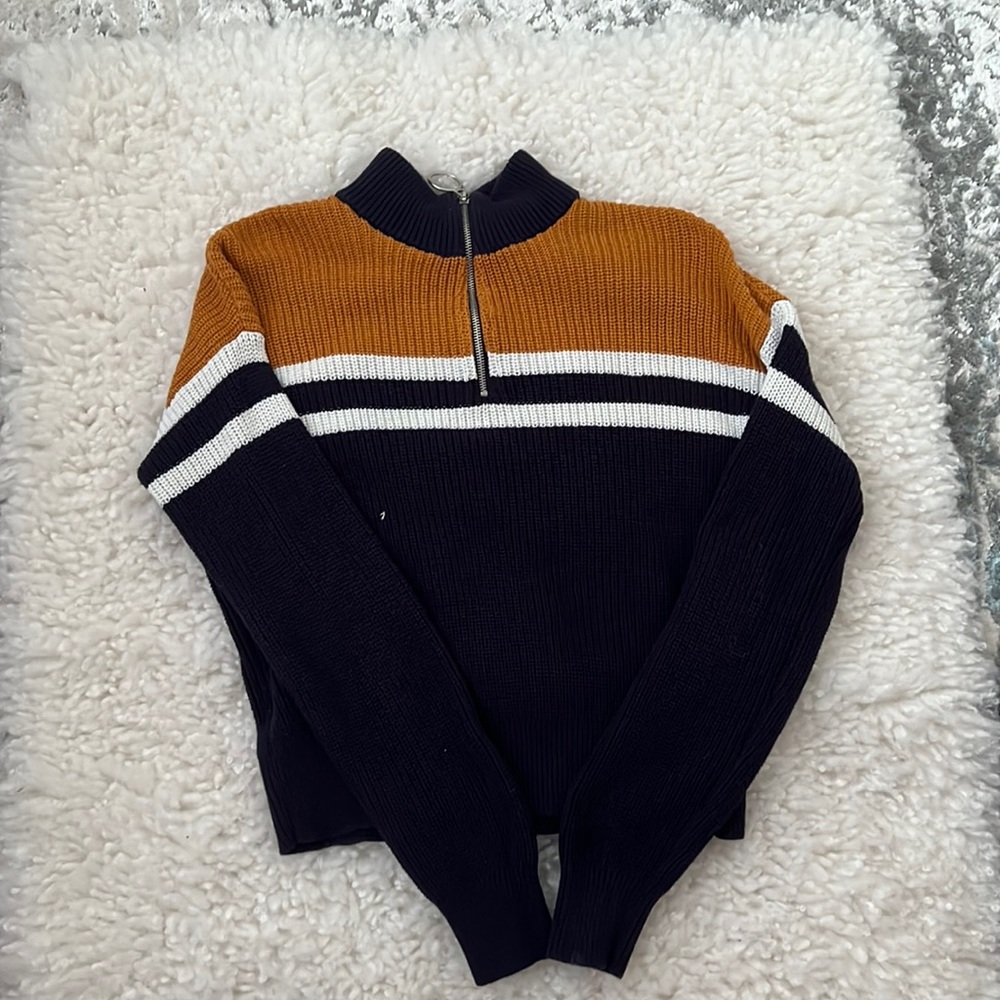 Quarter Zip Color Block Sweater - image 1